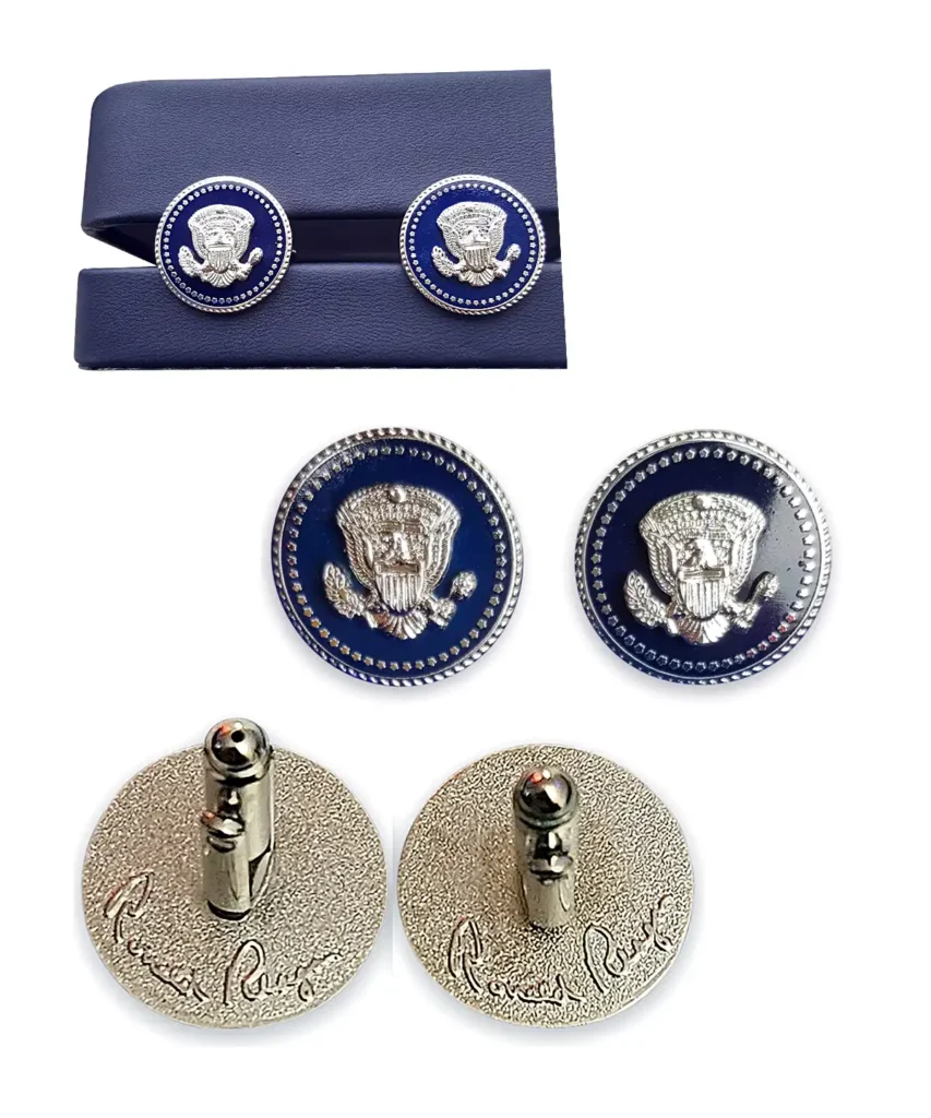 Ronald Reagan Prestige Silver Cufflinks with Iconic Presidential Seal