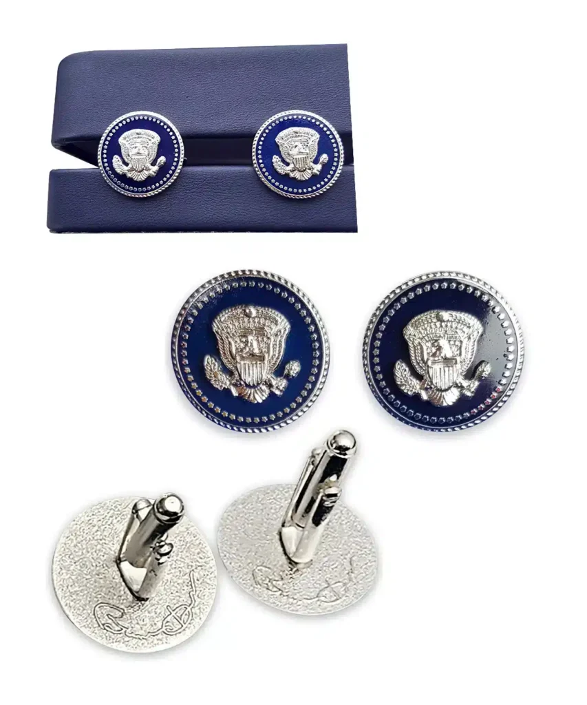 Barack Obama Inspired Silver cufflinks with presidential seal