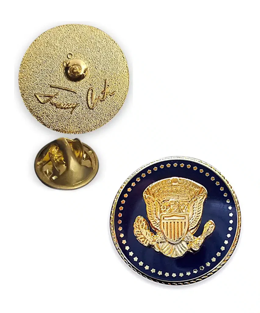 Limited Jimmy Carter Presidential Seal Gold Plated Lapel Pin.