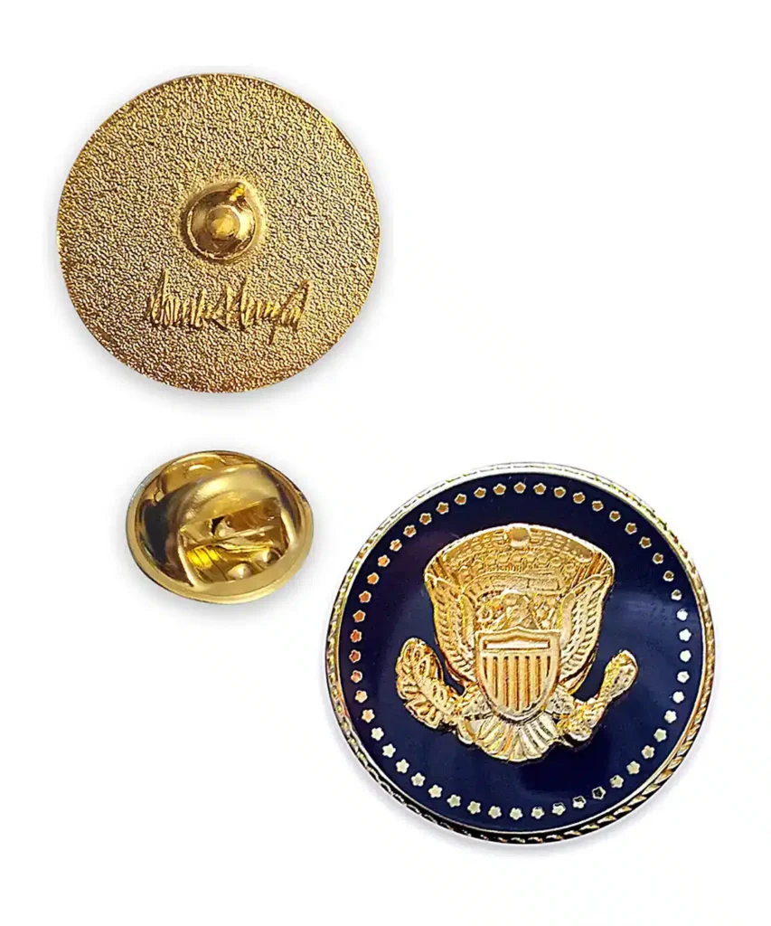 Premium Gold Eagle Seal Lapel Pin with Signature Engraving