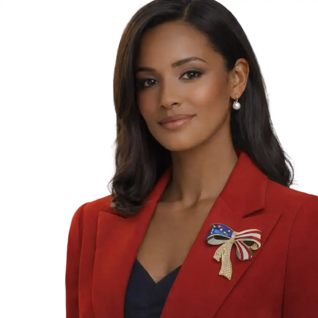 White House Luxury American Flag Bow Brooch Pin