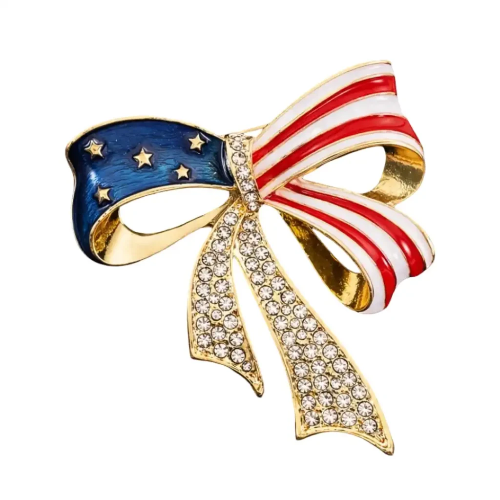 White House Luxury American Flag Bow Brooch Pin