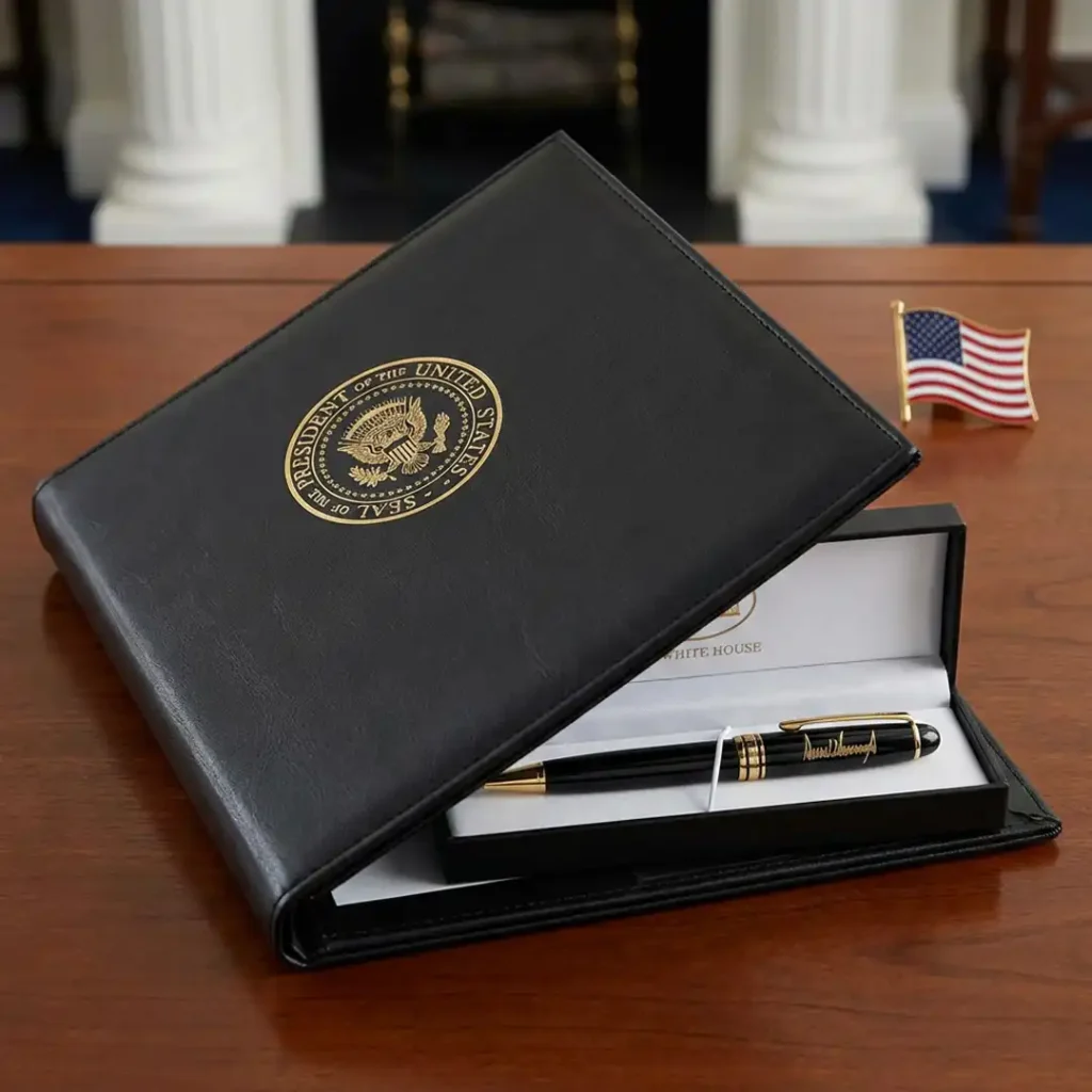 White House Folder and Donald Trump Signature Presidential Pen Set