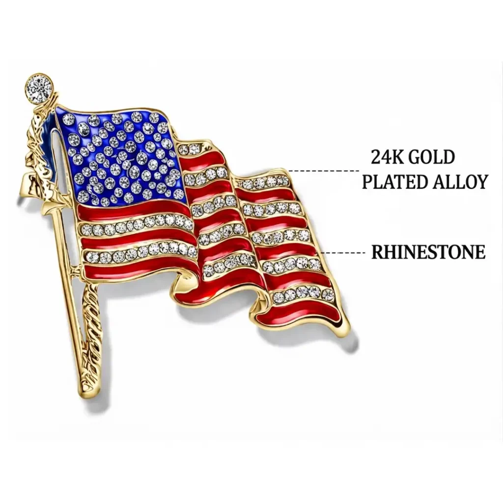 American Flag Lapel Pin Gold