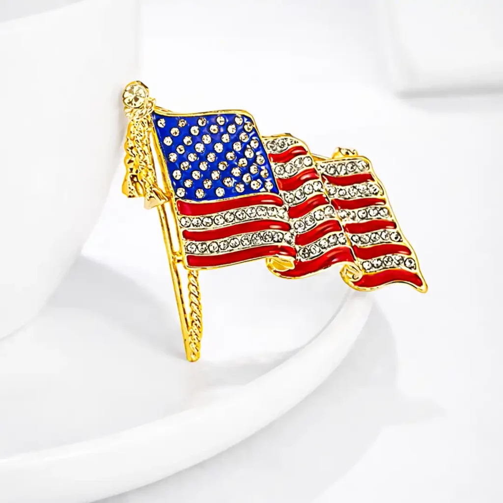 American Flag Lapel Pin Gold