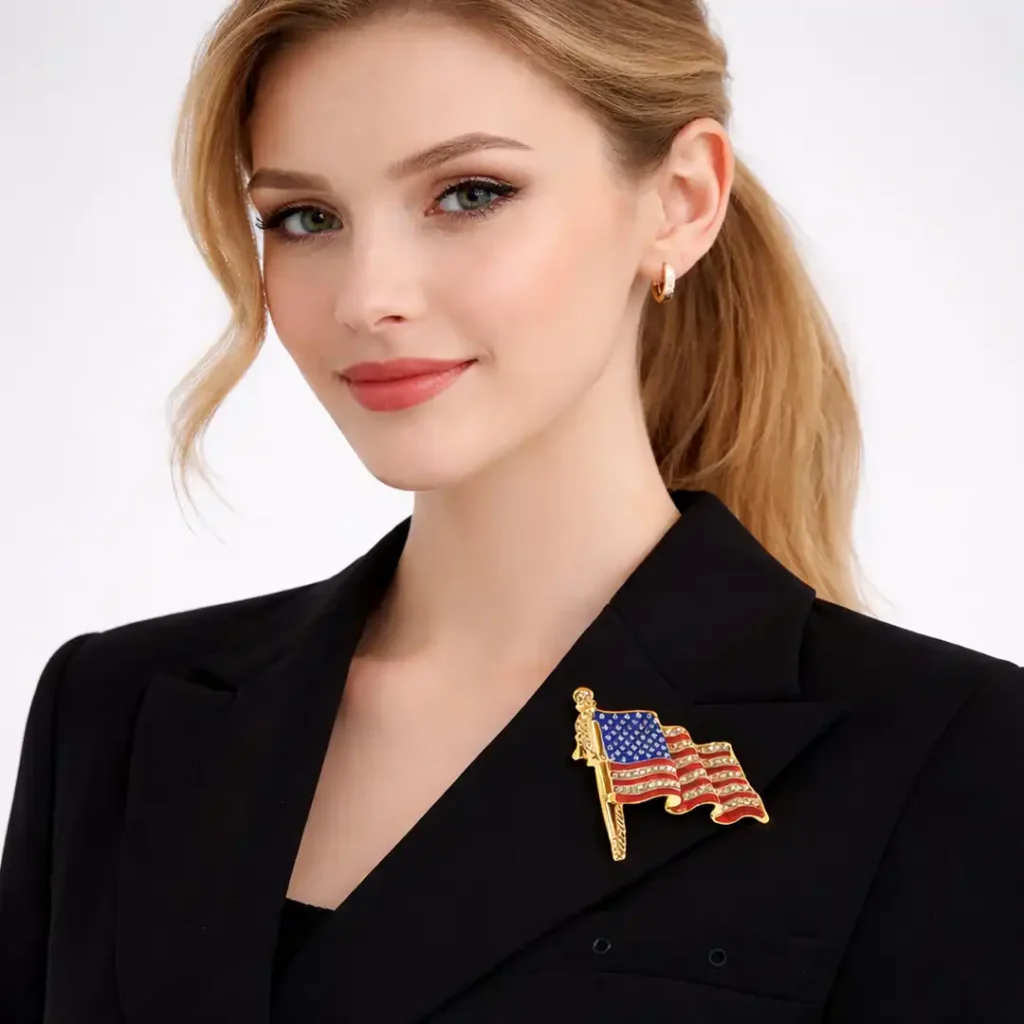 American Flag Lapel Pin Gold