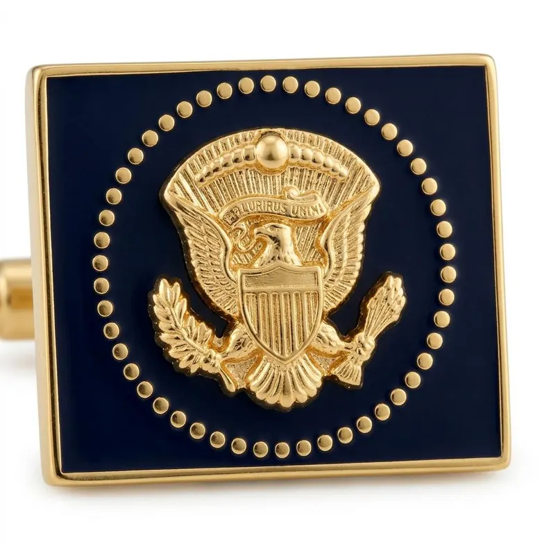 Donald Trump Signature Rectangular Cufflinks, 24K Gold-Plated Black Presidential Eagle Design - Image 9