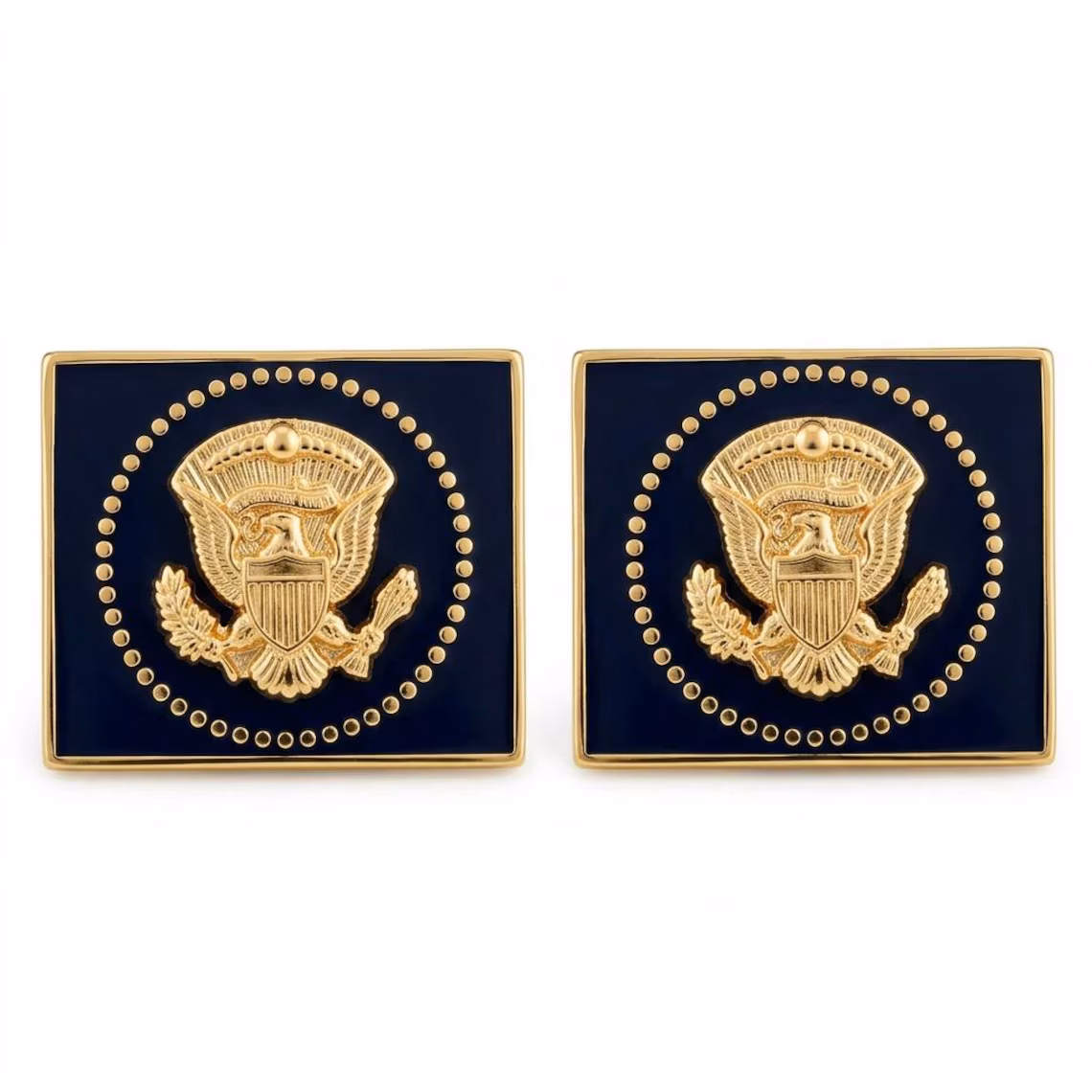 Donald Trump Signature Rectangular Cufflinks, 24K Gold-Plated Black Presidential Eagle Design - Image 7
