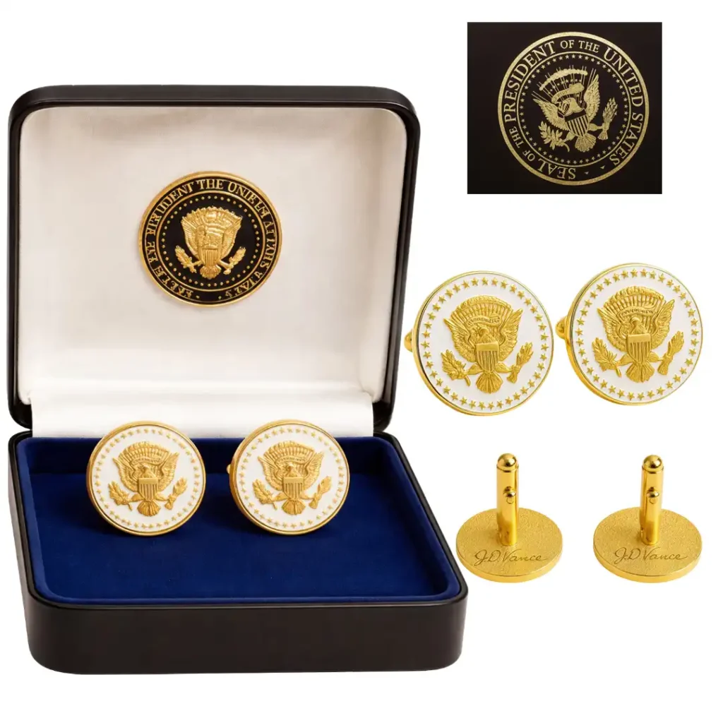 JD Vance gold plated cufflinks for men JD Vance signature edition cufflinks Prestige presidential cufflinks USA