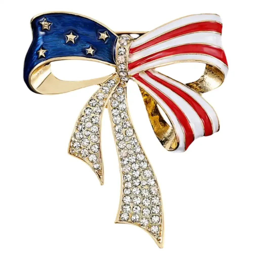 White House Luxury American Flag Bow Brooch Pin